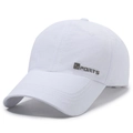White quick-dry baseball cap with SPORTS metal plate and breathable mesh design - Adjustable / White