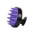 Ergonomic scalp massage brush with a black handle and purple silicone bristles - Dual Tone Black and Purple