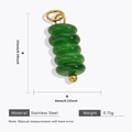 Groene cilindrische hanger met gouden edelstalen ring van 15mm bij 6mm groot - Gouden Kralen Gebogen Naald Hanger - Donkergroen