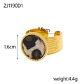 Detail view of gold leopard print open ring with dimensions 1.6cm and weight 4.4g - Leopard Print Round Open Ring (ZJ1190D1)