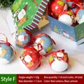 Set di 14 palline di Natale con motivi a cartoni animati e cordini in seta rossa - Stile A06 (Scatola da 14)/Latta Cartone Babbo Natale Renna Pinguino