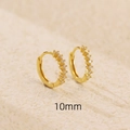 10mm gold-plated S925 sterling silver huggie earrings with white cubic zirconia inlay - 10mm / Gold