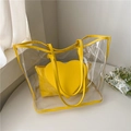 Transparente PVC-Tragetasche mit gelbem Rand und passender herzförmiger Innentasche - Gelb