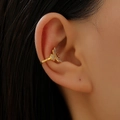 U-shaped golden butterfly ear cuff with sparkling zircons worn on the ear cartilage - Bright Gold Butterfly with Zirconia (Imitation Gold 7665)