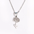Silver 18k gold plated stainless steel necklace with delicate hollow flower pendant - November Steel