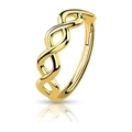 Golden twisted infinity hoop ring made of stainless steel with a polished finish - 1.2x8mm / Style 10-Gold