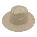 Handwoven Panama straw hat in light brown and white with wide brim for sun protection - Light Brown and White Woven (Color 05)