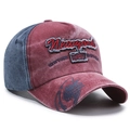 Berretto da baseball vintage in cotone lavato bordeaux e blu con ricamo Newyork - Rosso Lavato & Navy