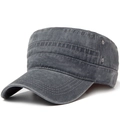 Berretto militare da uomo grigio antracite in cotone lavato con stile vintage - Regolabile / Grigio