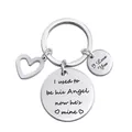 Silver stainless steel heart keychain with I Love You and Angel memorial engraving - I used to be his Angel (XYY036) Silver