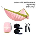 Pink and grass green two-person parachute nylon hammock set with straps and hooks - 270x140cm / Elastic Band Style / Light Pink/Tender Green