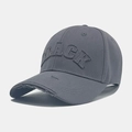 Distressed dark grey baseball cap featuring 3D BLACK embroidery and ripped brim details - Gray