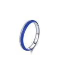 Ring aus S925 Sterlingsilber mit blauem Emaille und funkelndem Zirkonia-Besatz für Damen - US Größe 9 / Dunkelblauer Strass-Stil (RHR1596)