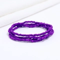 Detail of a purple multi-layer beaded beach waist chain with handmade seed beads - #36(Purple)