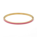 Minimalist gold titanium steel bangle featuring a vibrant rose pink enamel inlay strip - 3mm / Gold Rose Red