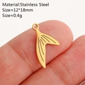 Golden stainless steel fish tail pendant sized 12x18mm for DIY jewelry making - Fish Tail / Gold