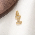 Macro shot of gold-plated letter I pendant with micro-pave cubic zirconia crystals - Letter I