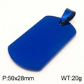 Poliertes tiefblaues Edelstahl-Erkennungsmarke-Anhänger, 50x28mm Militärstil für Herren - Blau Groß (KP120365-KFC) / Mit 3mm*60cm Seilkette