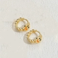 Golden chain drop earrings with orange enamel smiley face pendant for stylish dopamine look - Orange (ES2227)