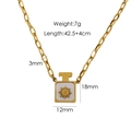 Collier en acier doré à grosse maille avec pendentif flacon de parfum, relief soleil et nacre - Flacon de Parfum Soleil