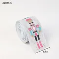 6.3cm light blue Christmas ribbon featuring a decorative Nutcracker soldier print pattern - Nutcracker Soldier