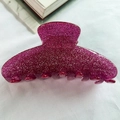 Elegante pinza per capelli in acetato con glitter magenta per capelli folti in stile francese - Viola Luccicante Acrilico