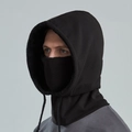 Cagoule d'hiver noire pour hommes avec doublure polaire chaude et cordons réglables - Noir