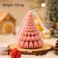 Pink origami Christmas tree scented candle with white ribbon and 10cm height dimension - Small / Pink