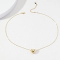 Minimalist golden heart pendant necklace on white textured background, adjustable chain - 3D Heart Necklace (Gold)
