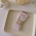 Pink ribbed knit mid-calf socks with cute fabric label and brown paper strap packaging - One Size / Baby Pink
