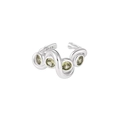 Irregular curved S925 sterling silver ear cuff with sparkling champagne diamonds - Single Piece / 925 Silver / Platinum Plated - Green Zircon
