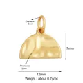 Golden semicircular metal pendant with hammered texture, 12mm width and 7mm height - Semicircle Fan / Gold