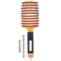 Orange curved vented hairbrush with boar bristles and black rubberized handle - With Boar Bristle / Black Handle Orange (with Boar Bristle)