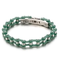 Industrial style stainless steel bicycle chain bracelet in dark green and silver - Stainless Steel / Dark Green Style (KB80129-BD)