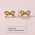 Golden bow knot stainless steel stud earrings measuring 2.02cm by 1.26cm - Polished Bow Stud (FYD6090)