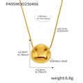 Detalle de collar con colgante de bola en acero inoxidable de 18K con especificaciones - Dorado Pequeño (40+5cm)