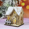 Casetta di Natale in legno con luce LED calda e dettagli di neve per decorazione tavolo - Stile A Baita