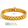 Goldenes Gliedarmband im Uhrenarmband-Stil aus Edelstahl, 18 cm Länge und 10 mm Breite - Edelstahl / 19cm Goldenes Armband (Herren)