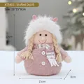 Pink plush Christmas doll with white hat and plaid scarf, 19x15x8cm festive decoration - Pink-Girl-Mini