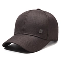 Men's dark brown baseball cap with textured fabric and letter F logo badge - Adjustable / Coffee