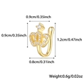 Golden crown nose cuff with cubic zirconia pavé and detailed size dimensions - Crown-Gold