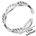 Detalle del anillo ajustable de acero inoxidable mostrando el diámetro interior de 1,7 cm - Plateado