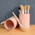 Professional 12pcs soft makeup brush set with pink leather cylinder storage case - 12 Pieces With Pink Case / Pink