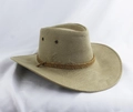 Detail of western cowboy hat with golden braided rope and metal ventilation eyelets - One Size 58cm / Light Camel with Braided Rope