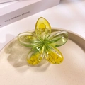 Exquisite yellow-green gradient frangipani hair claw clip with transparent acrylic finish - Transparent Gradient Yellow Green