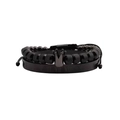 Set bracciale nero con perline corona e bracciale rigido con numeri romani uomo - Bracciale rigido con numeri romani + Bracciale con perline a corona / Set da 2 pezzi Canna di Fucile