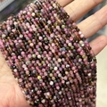 Faceted multi-color tourmaline beads in pink, purple, and green for DIY jewelry making - Grade B Dark Tourmaline 3mm