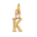 Gold plated copper letter K pendant with sparkling cubic zirconia stone setting - Single Stone Letter K