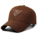 Classic dark brown twill cotton baseball cap with gold embroidered WV logo and curved brim - Coffee