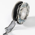 40mm wide black mesh ribbon with white pearl edges on a decorative paper spool - 40mm*10 Yards / Pearl Fishtail Yarn (Black)